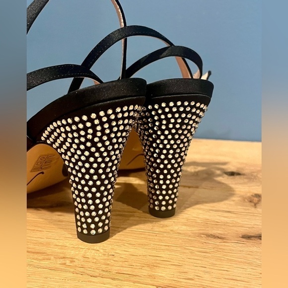 J. Crew Made-in-Italy crystal bow heels in satin shoes BV711 Black 8 NEW - Picture 8 of 9